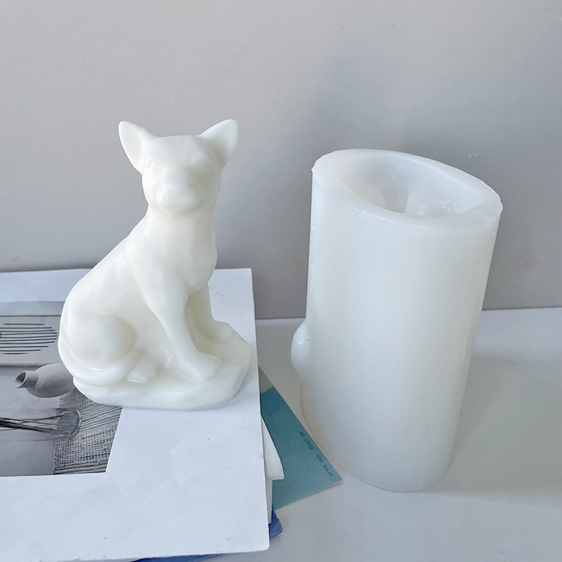 J6-63 Home Decoration 3D Hunde stearinlys Form Nytt design Dyrevalp Hund Silikon lysform