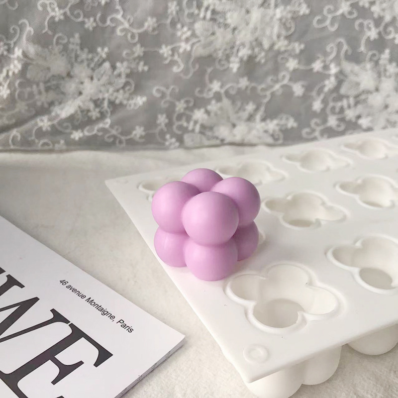 Ikhishi I-Bakeware Silicone Square Bubble Dessert Mold 15 Cavities 3D Cube Baking Mousse Cake Mold