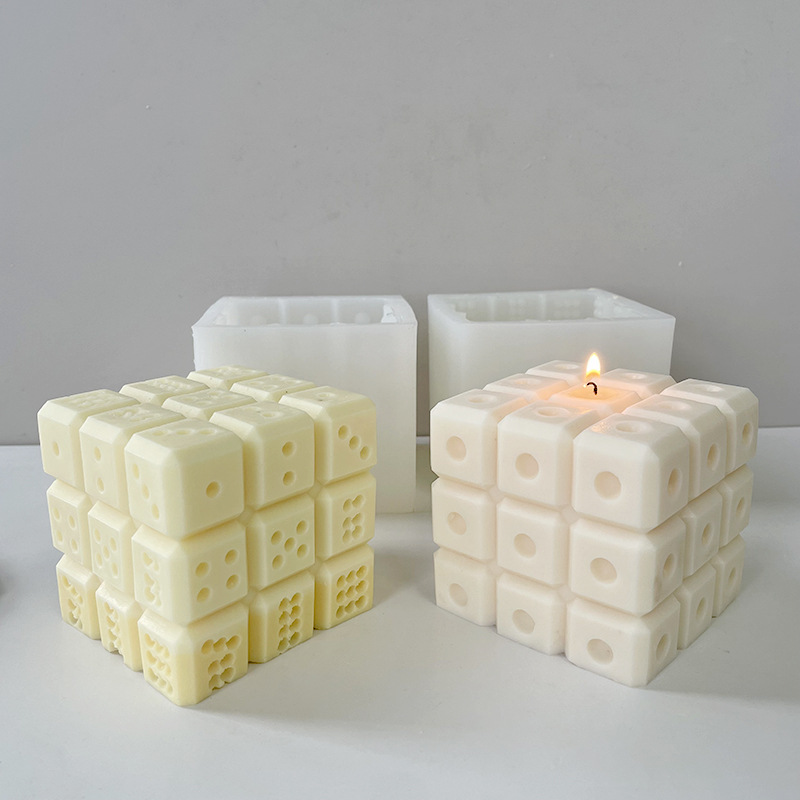 J6-12 Tulaga Tulaga Fa'ate'aina Fa'aigoa Fa'aigoa 3D Geometry Shape Soap Epoxy Resin Square Dice Silicone Cube Candle Mold