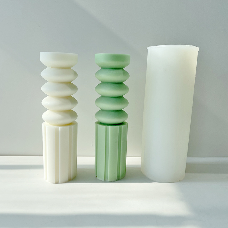 J6-246 INS Semicircle Spiral Cylindrical Candle Mold Pillar Aromatherapy Candle Gypsum Pendant Silicone Mold