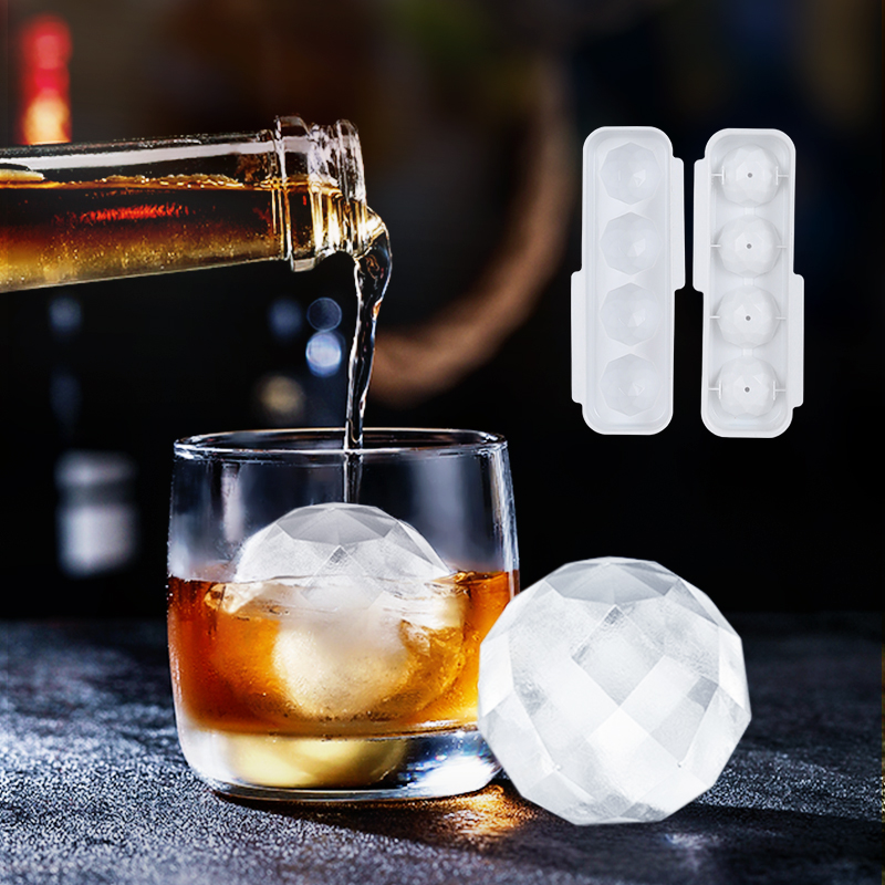 Diamond Whisky Ice Ball Rhombus Ice Cube Maker Mold Tray PP Food Grade Silicone Candy Chocolate Mold Kitchen Accessories