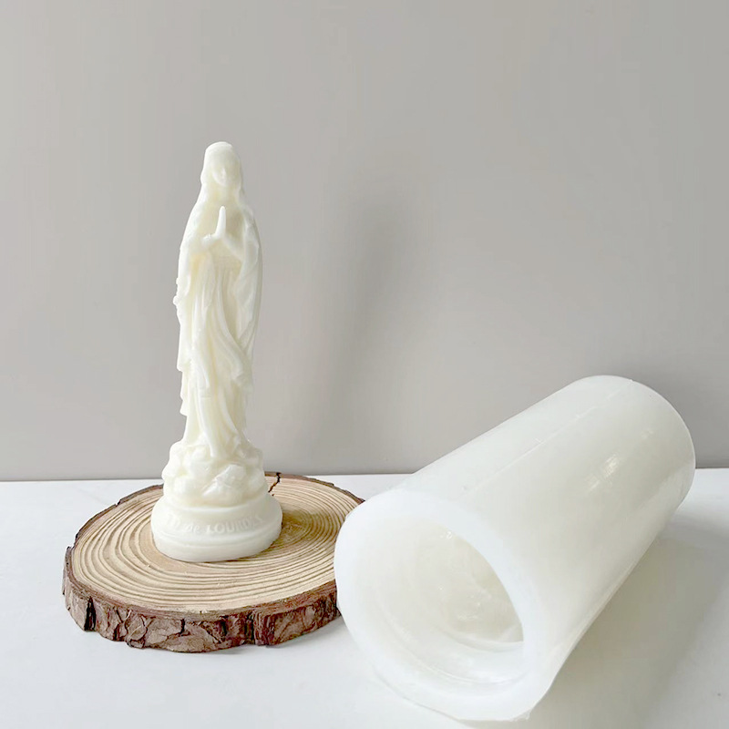 J6-54 2022 Home Decoration DIY New 3D Goddness Silikone Candle Form Håndlavet gave Jomfru Maria Candle Form