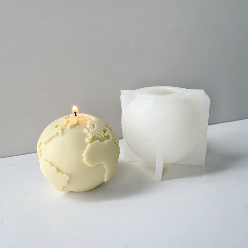 J6-110 სახლის დეკორი ხელნაკეთი კრეატიული დედამიწის სანთლის დამზადება ხელნაკეთი საპნის ყალიბი 3D დედამიწის მთვარე სილიკონის სანთლის ყალიბი