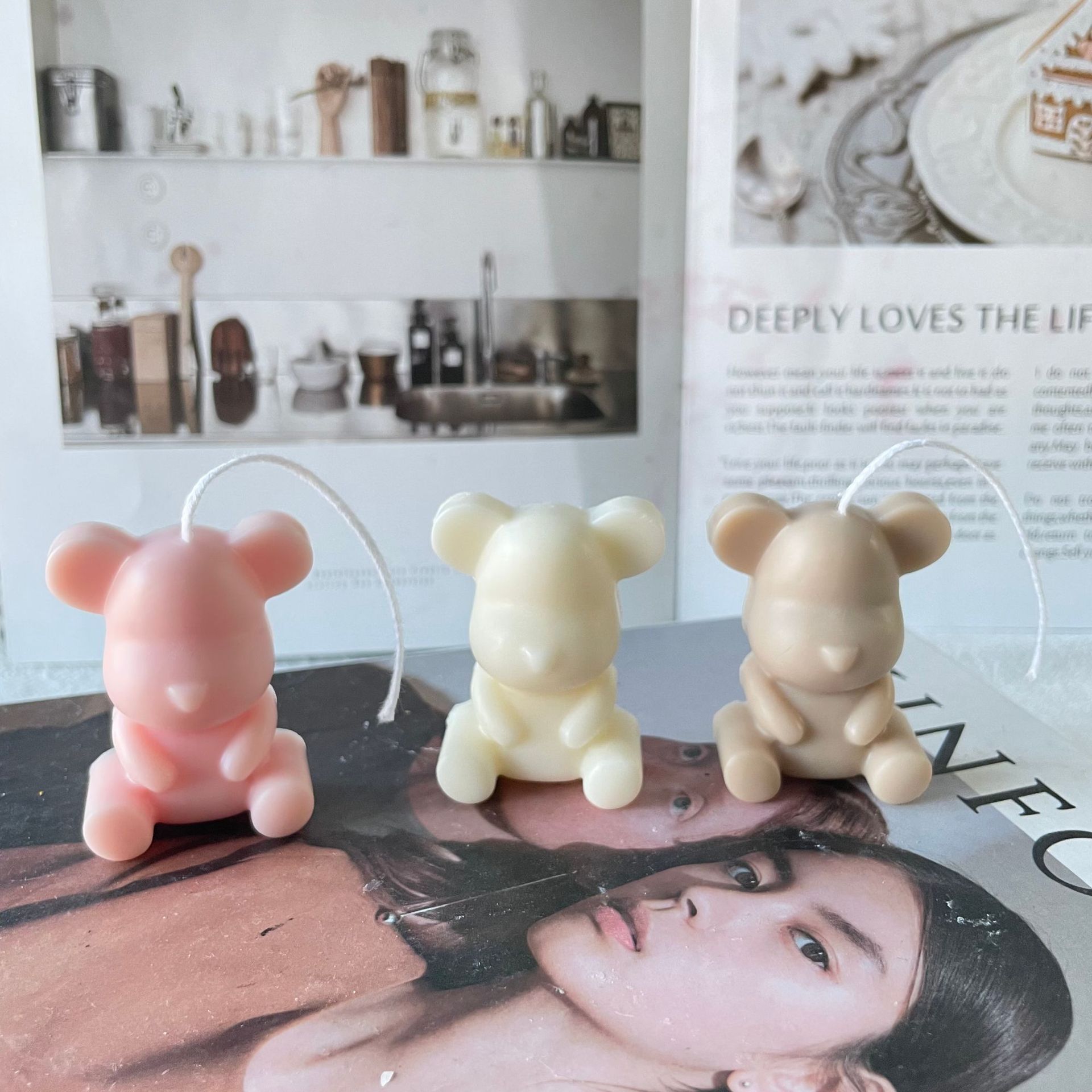 J6-137 Խմիչքի ձևավորում Creative Ice Bear Mold for Coffee Milk Tea 3D Teddy Bear Silicone Ice Mold 3D Bear Candle Silicone Mold