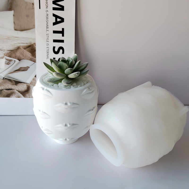 J2120 DIY 3D Nytt design Håndlaget dekorative lepper Vase Silikonform Leppeflaskeform Blomsterpotteform