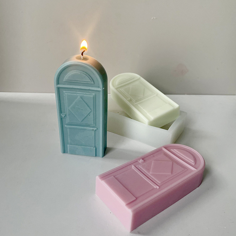 J6-44 Home Dekorasyon Abstract Sculpture Pillar Arch Door Candle Silicone Mould DIY Geometric Arch Happiness Door Candle Mould