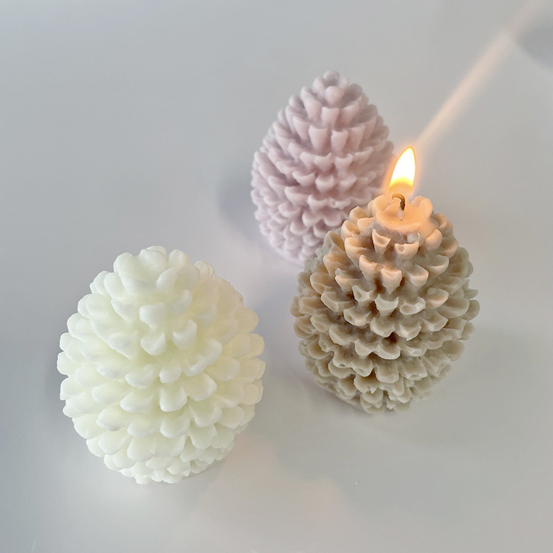J6-140 Dekorasi Meja 3D Pine Cone Kacang Cetakan Silikon DIY Natal Buatan Tangan Kacang Pinus Silikon Lilin Cetakan