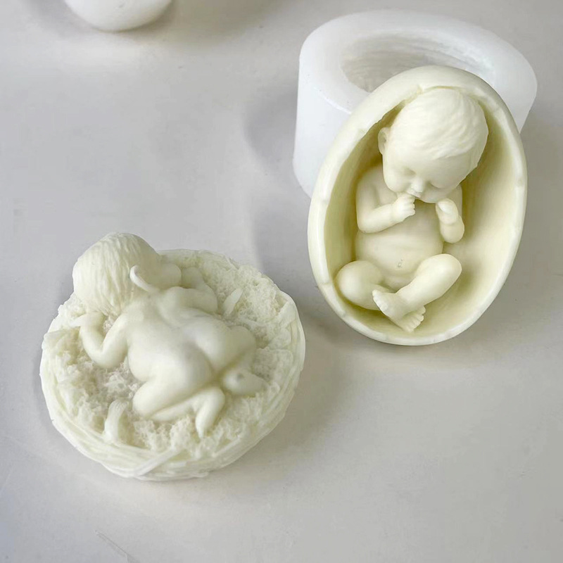 J6-87 Home Decorating New Design Eggshell Baby Silicone Mold 3D Nest Baby Shape սիլիկոնե օճառի մոմի կաղապար