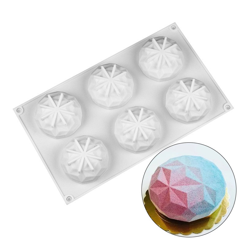 3d Silicone Baking Cetakan 6 Rongga Diamond Sharped Cake Mould Baking Peralatan Alat Kue Set cetakan kue silikon