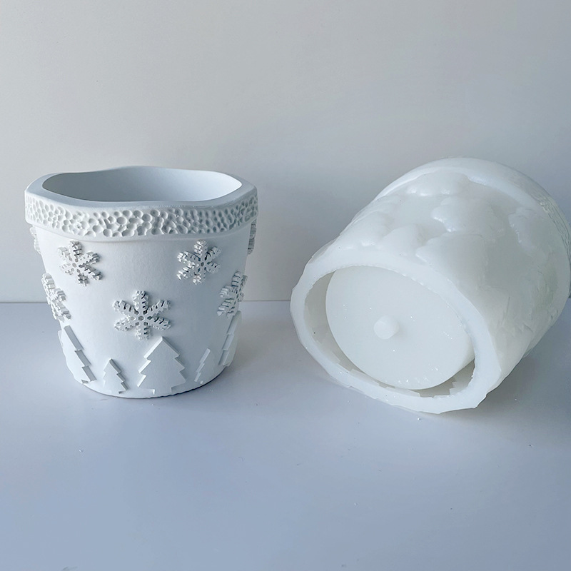 J2130 Dekorasyon sa Muwebles DIY Pasko Snowflake Hugis Plaster Semento Bulak Pot nga Homemade Ornaments Silicone Mould