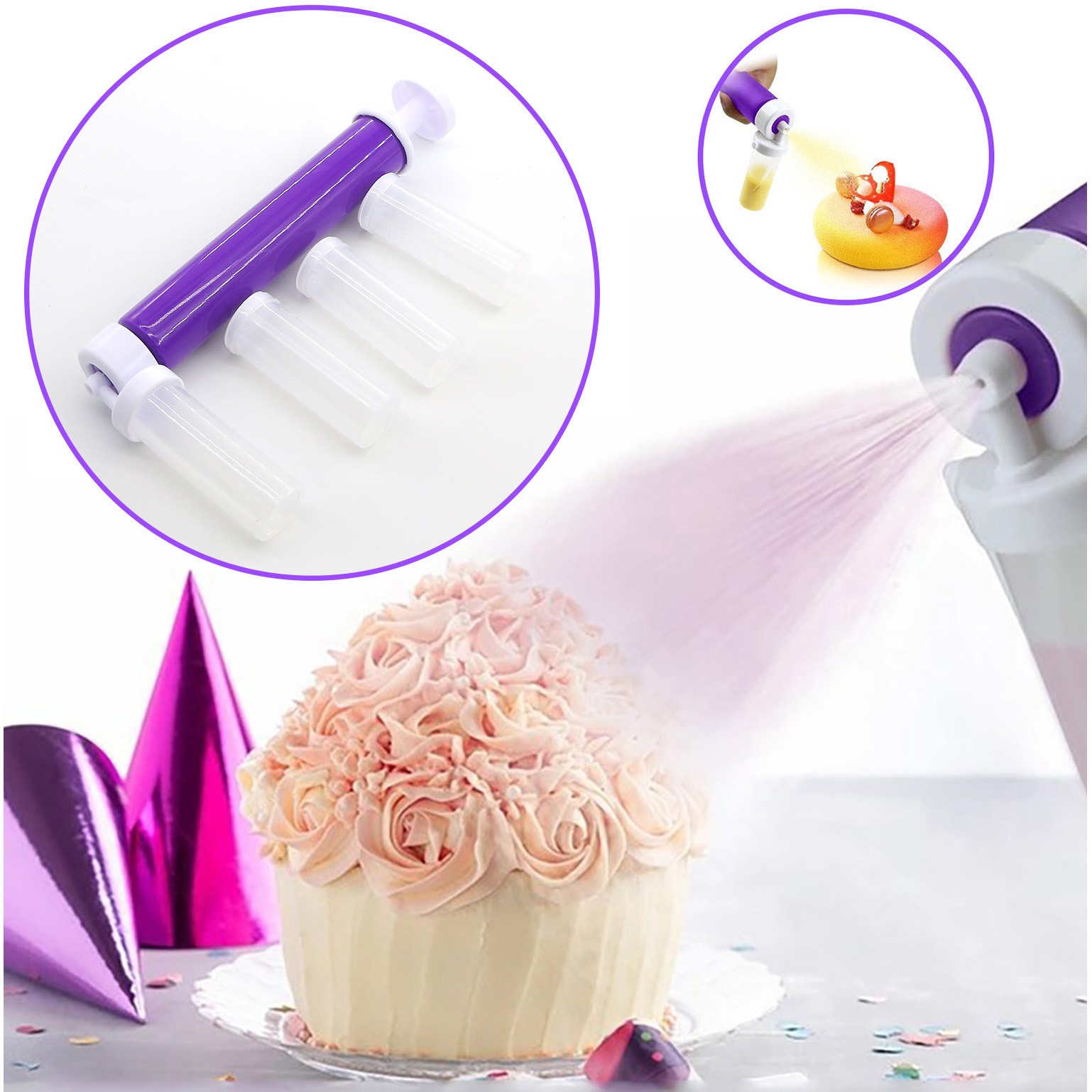 Mousse Cake Coloring Spray Mould Powder Sprayer Baking Cake Supplies Manual Spray Tube Shaping Spray Gun