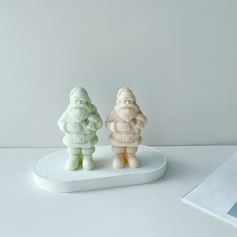 J6-175 Santa Claus Candle Silicone Mold DIY Christmas Handmade Aromaterapia Ŝtona Kandelo Donaco