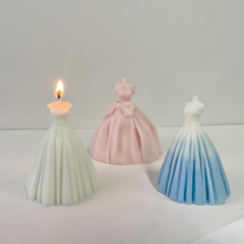 J6-230 Vestit de núvia Motlle de sabó fet a mà Espelma perfumat DIY Decoració de pastissos de guix Motlle de silicona