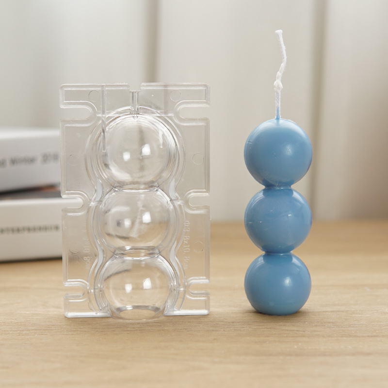J311 New DIY Handmade Aromatherapy Mold Triple Christmas Ball Candle Plastic Acrylic Mold
