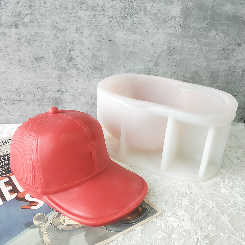J1188 Ins Style DIY Home Decoration Plaster Soy Wax Candle Hat Silicone Mold 3D Baseball Hat Candle Mold