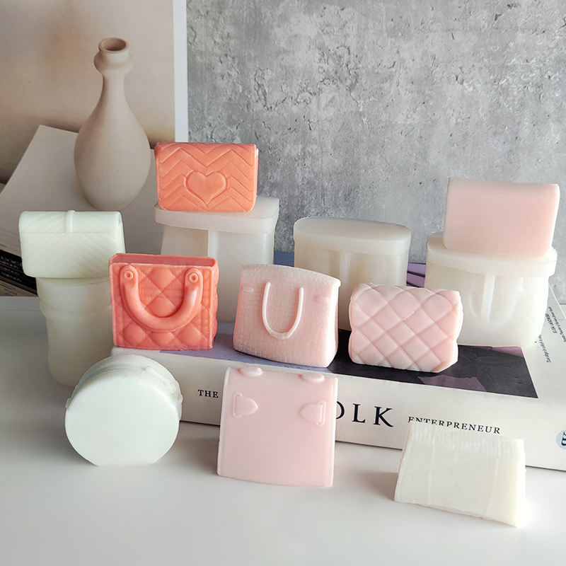 J1189 نئين ڊيزائن Epoxy Resin Scented Candle Silicone Mold Mini Bag Handbag Candle Mold