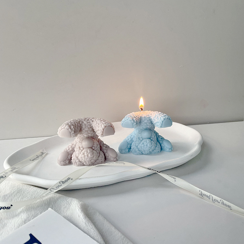 J6-49 Гэрийн урлалын чимэглэл Зул сарын бэлэг 3D Үсэрхэг баавгай хэлбэртэй лааны хэв DIY Хөөрхөн гар баавгайн силикон хөгц