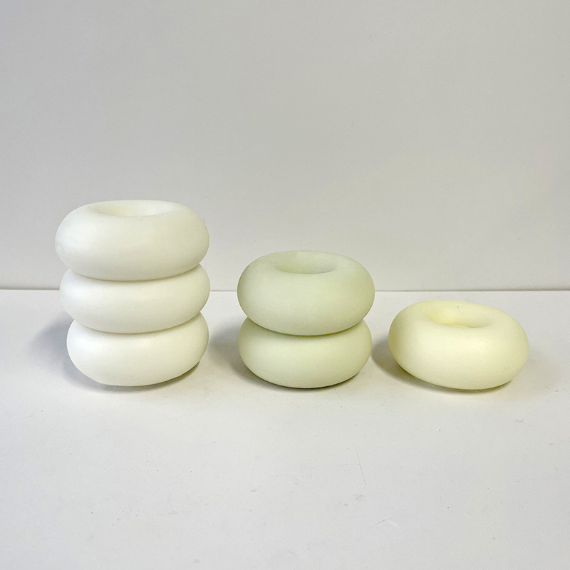 J6-255 Geometryske Donut Kears Mould INS Style Three Layer Jenga Aromatherapy Gips Decoration Cake Silicone Mold