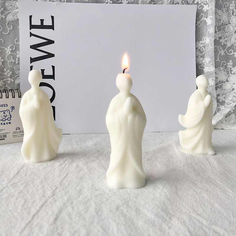 J6-118 Table Decor Monk Candle Making Tool DIY Funny Little Monk Candle Mold New Style 3D Monk Silicone Mold