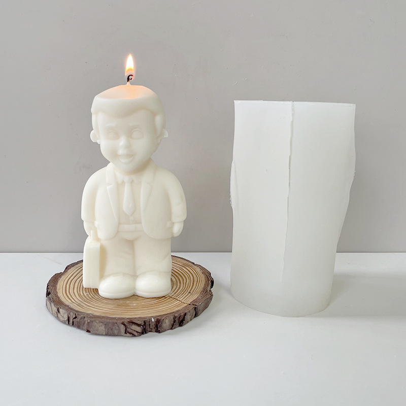 J6-133 Dekorasi Rumah DIY Cute Boy Silikon Lilin Cetakan 3D Buatan Tangan Anak Laki-laki Lilin Beraroma Cetakan