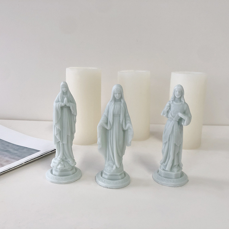 J6-226 聖母マリアの祈りアロマセラピーシリコーンキャンドルモールド DIY 人形石膏装飾モールド