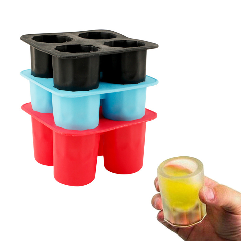 Silicone Ice Cup Cube Tray Mold e Etsa Likhalase tsa Shot Hlakola ICE Cup Tray Mold Summer Drink Tool Ice Shot Glass Mold