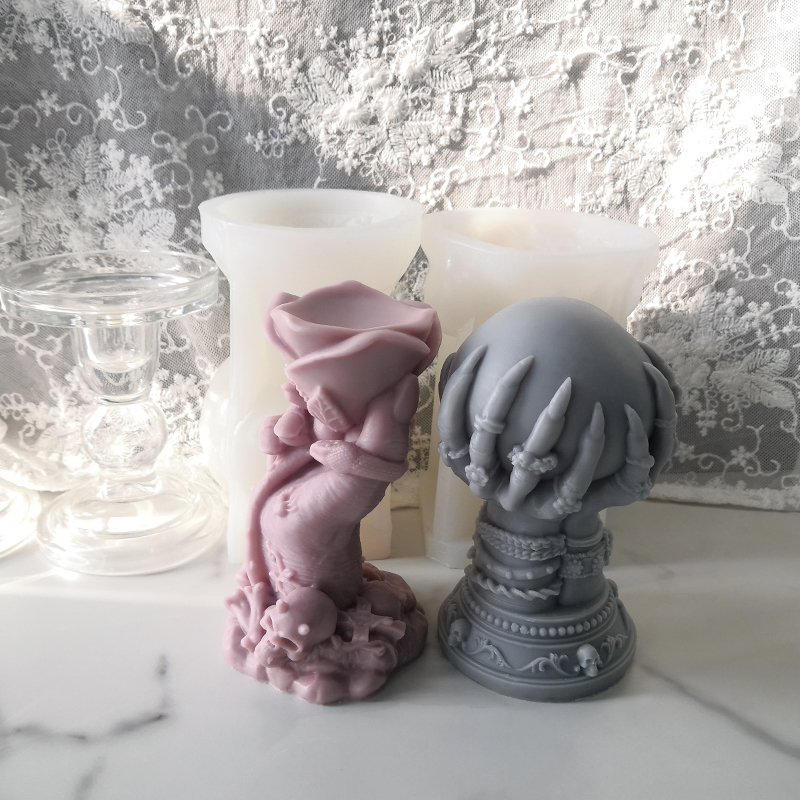 J1132 DIY Home Decor Ghost Claw Magic Hand Unique Candle Mold Spiral Twisted Stylish Rose Hand Silicone Mold