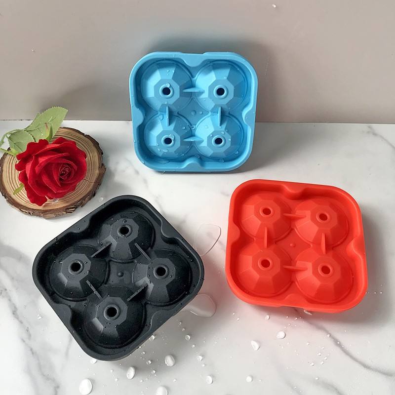 4 Cavity Diamond Shaped Cube Silicone Ice Cubes Tepsi Mold for Cocktails Bourbon qalibê qeşayê silicone
