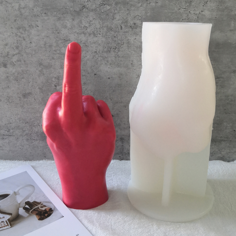 J1111 New Aromatherapy Plaster Handmade 3d Hand Shape Candle Making Silicone Mold 22cm Middle Finger Silicone Candle Molds
