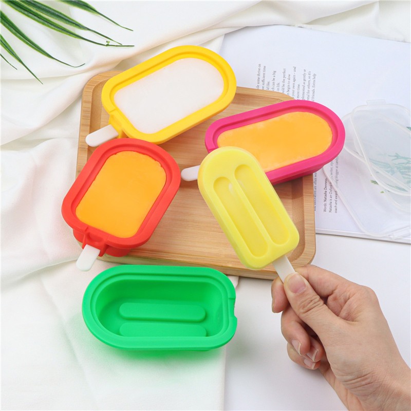 Silicone Ice Cream Mold Single Cavity 65ml Ice Cube Mold with Cover DIY Summer Ice Lolly Mold