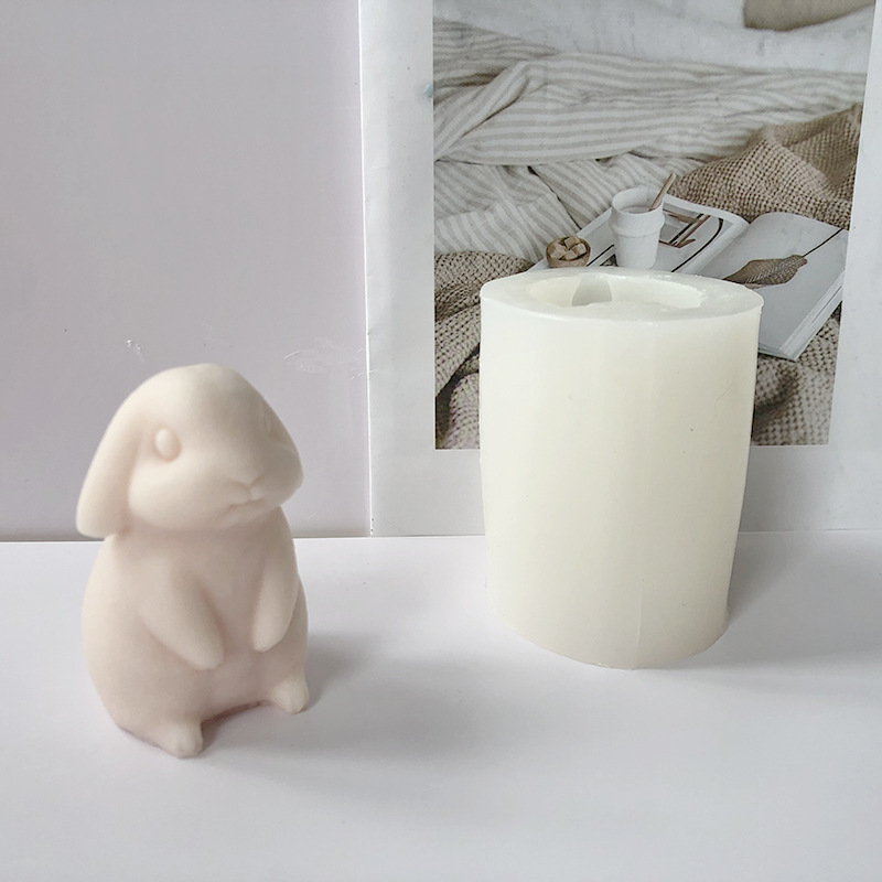 J6-217 Standing Cartoon Cute Rabbit Candle Silicone Mold DIY Little Lovely Rabbit Gips Ornaments Candle Mold