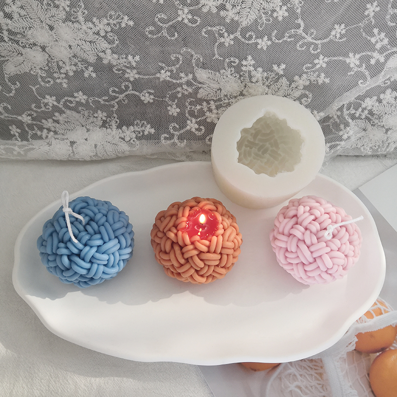 J1147 DIY Home Decoration Scented Soap Candle Silicone Mold Wool Weave Knot Shape Candle Mold