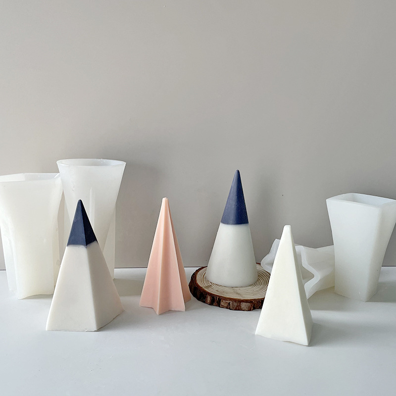 J6-233 Geometric Conical Candle Silicone Pwm DIY Gypsum INS Diffuser Cense Candle Holder Ornaments Silicone Pwm