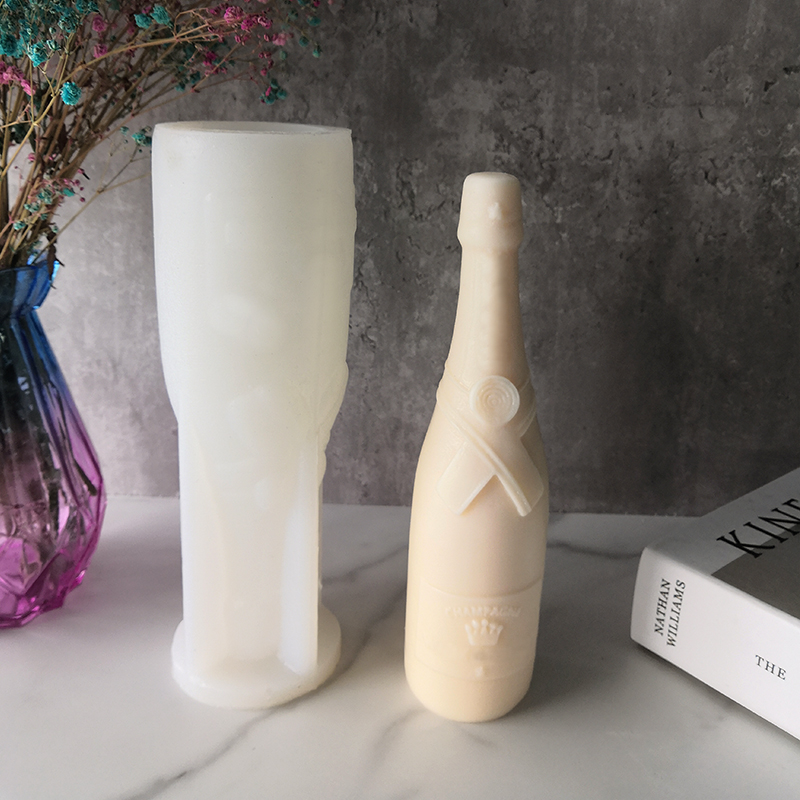 J178 DIY Resin Craft Ruční výroba Domácí dekorace Forma Láhev na šampaňské Sádra Svíčka Silikonová forma