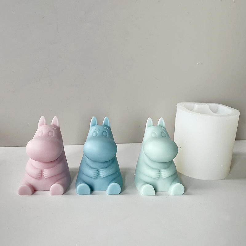 J6-14 „Pasidaryk pats“ namų dekoravimui gyvūnų gipso gipso formos hipopotamo formos rankų darbo kvapnios žvakės silikono formos