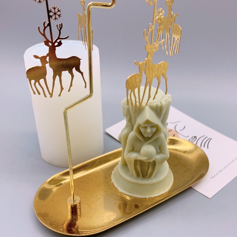 J175 New DIY Crystal Magic Divination Ceremony Altar Silicone Mold Candlestick Three Goddess Candle Mold