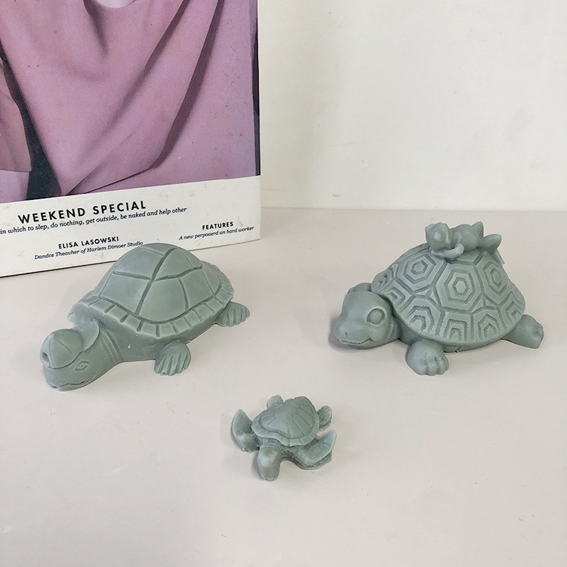 J6-117 Mājas dekors 3D maza bruņurupuča sveces veidne DIY Dzīvnieki Māksla Statuja Bruņurupuča svece Silikona veidne