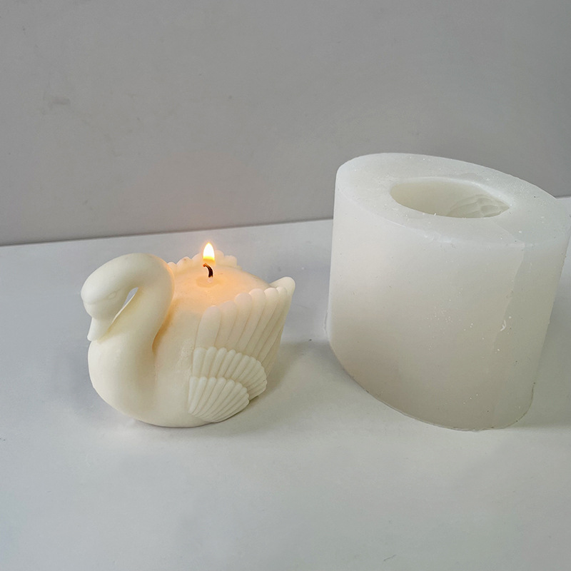 J6-2 3d animales vela cera moldes de silicona yeso artesanía herramienta de decoración en forma de cisne aromaterapia vela molde