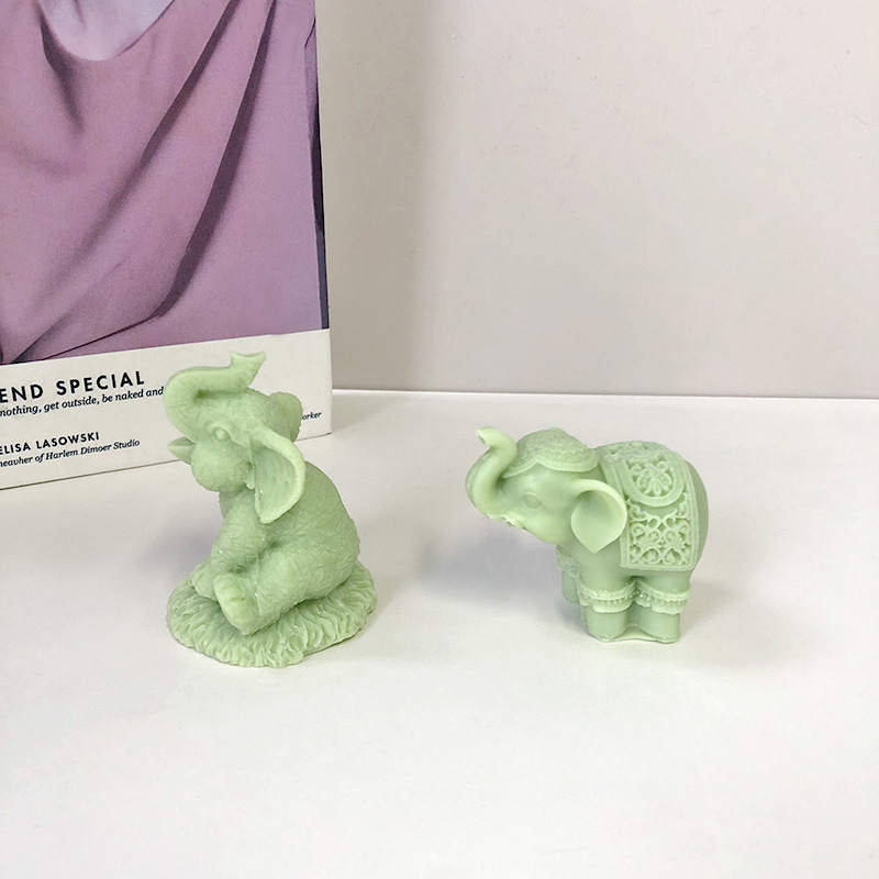J6-86 decoración del hogar 2022 nuevo DIY lindo animal elefante molde de vela de jabón 3D elefante vela perfumada molde de silicona