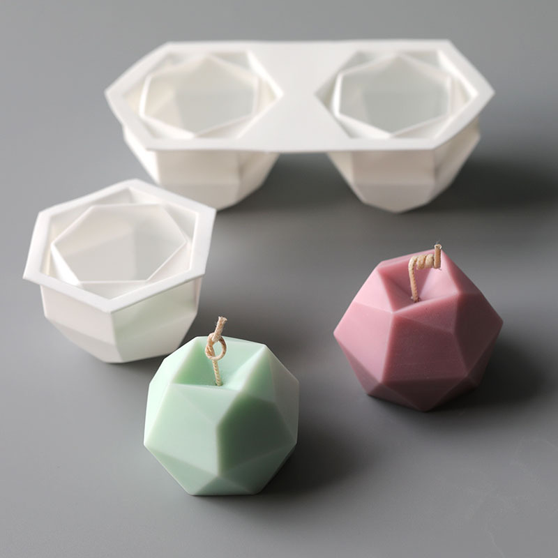 J137 Kub Muag DIY Creative Handmade Aromatherapy Candle Mould Yim-sided Multilateral Pob Zeb Diamond Cube Candle Mould
