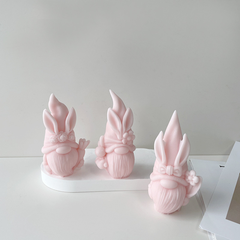 Faça você mesmo coelho anão vela perfumada ornamento molde de silicone novo design molde de silicone ornamento