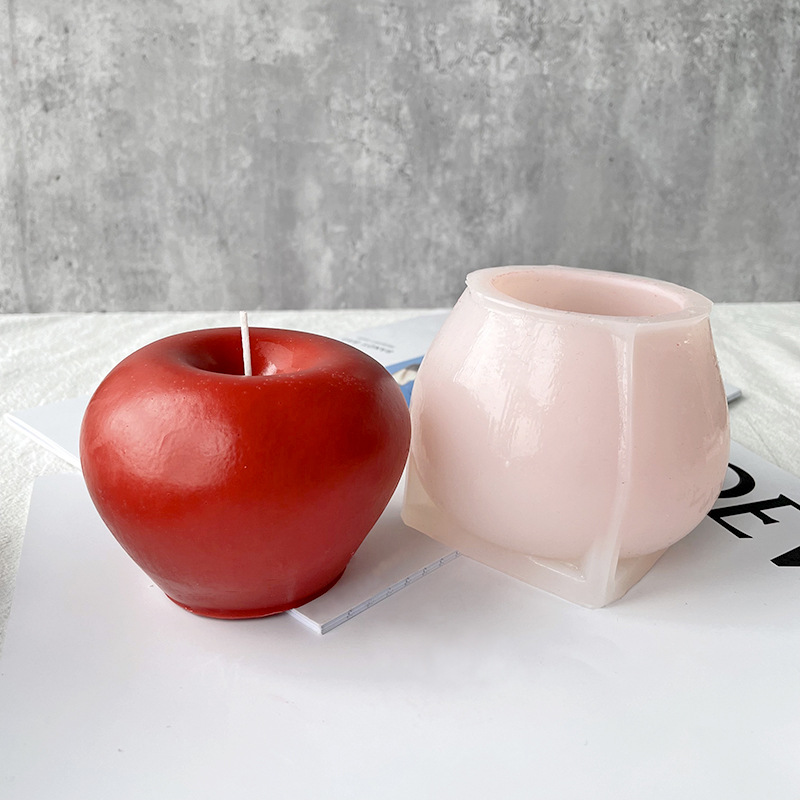 J6-121 Lauakaunistus Jõululoov Apple Silikoonvorm DIY Käsitsi valmistatud puuviljast õunakujuline silikoonküünla šokolaadikoogivorm