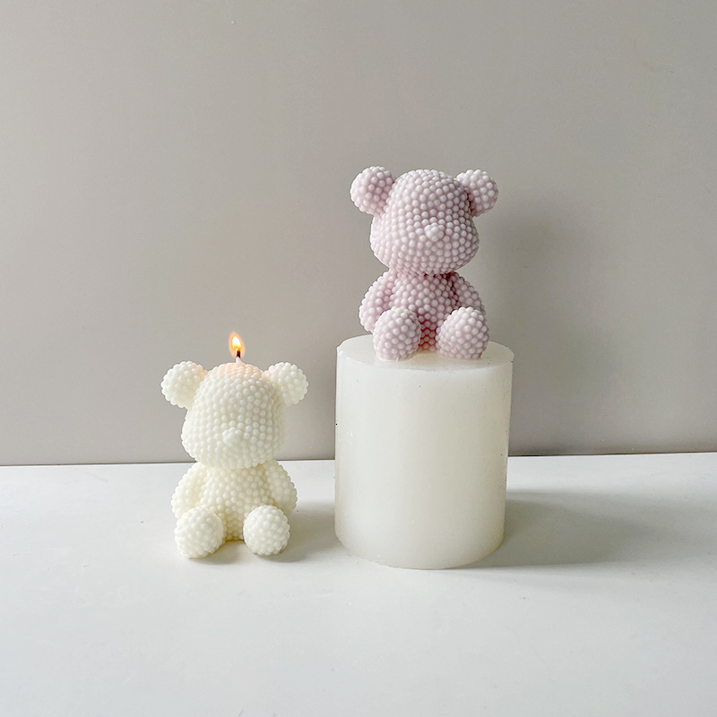 J6-64 Decoració de la llar Motlle d'espelma fet a mà en forma d'ós 3D Nou disseny d'ós de bombolles d'animals Motlle d'espelma de silicona