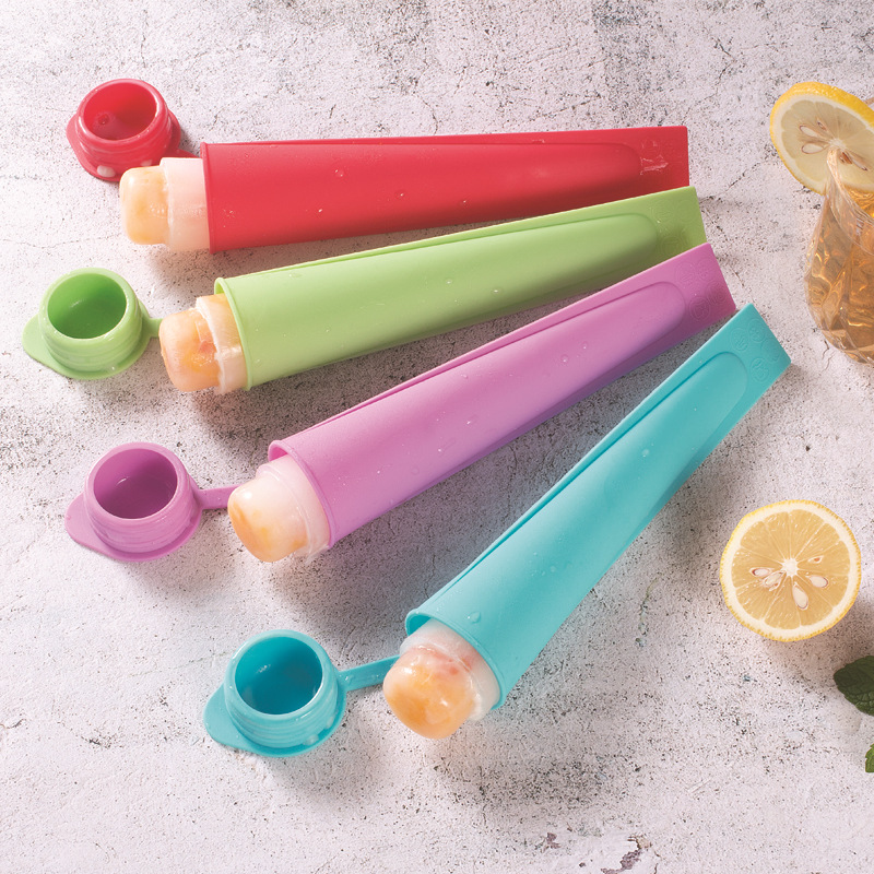 BPA ነፃ የሲሊኮን ድጋሚ ጥቅም ላይ ሊውል የሚችል DIY silicone popsicle ሻጋታዎች የበረዶ ፖፕ ሻጋታ ፖፕሲክል አይስክሬም ቱቦዎች ሎሊ ሻጋታ ለልጆች።