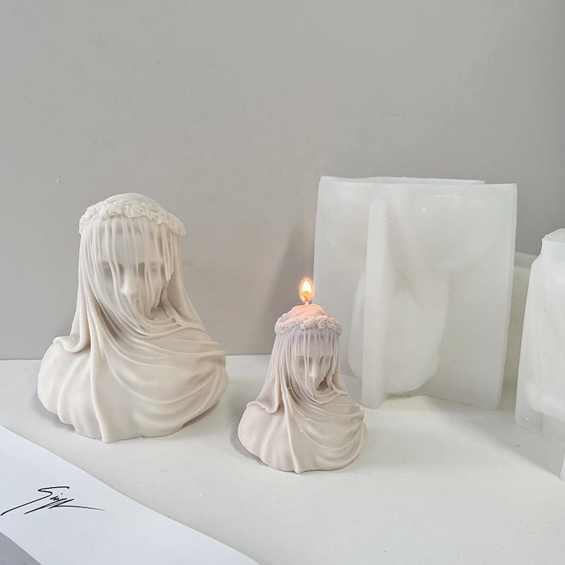 J6-191 Veil Female Aromatherapy Candle Silicone Mold DIY Goddess Aromatherapy Expanded Bato Gypsum Dekorasyon Mold