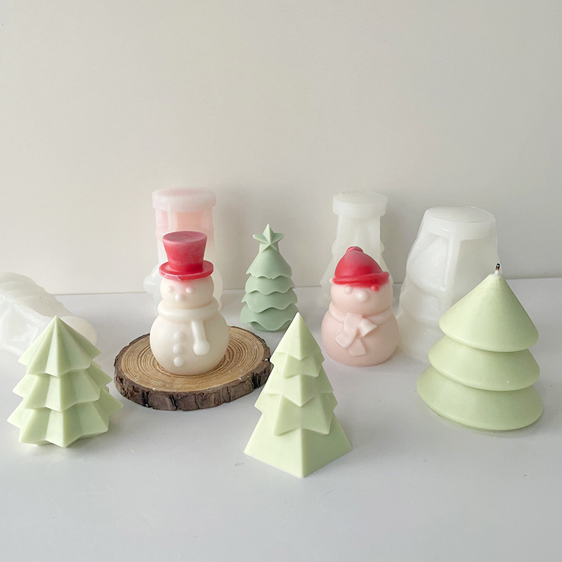 J6-154 Molde de velas de aromaterapia para árbol de Navidad, creatividade DIY, decoración de tartas de árbol de Navidad, adornos, molde de silicona