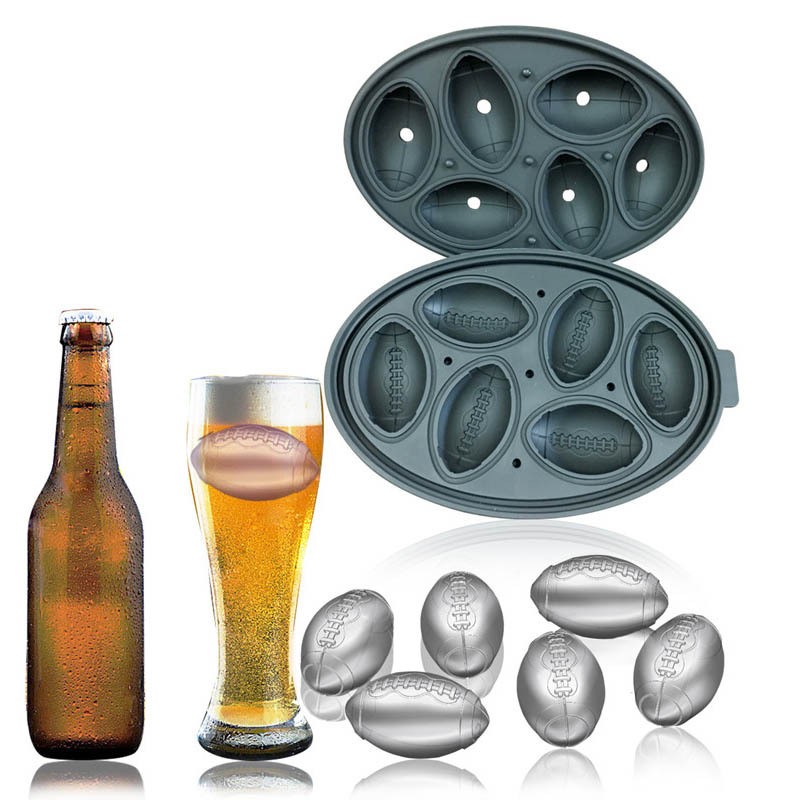 Whisky Cooler Silicone Rugby Forma Ġelat Ball Mold 3D Faċli Biex Tiċċaqlaq Ċikkulata Mold Whisky Wine Ice Cube Trej Bar Parti
