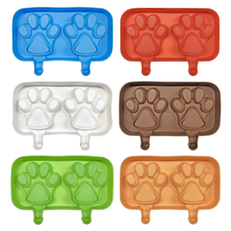 Silicone Ice Cream Mold Cat Paw Print Ice Cube Tray Popsicle Barrel Diy Mold Dessert Ice Cream Mold with Popsicle Stick