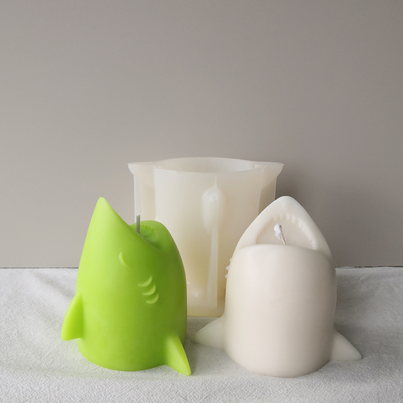 J1156 Handmade Soap Candle Aromatherapy Plaster Making Mold Cute Shark Shape Candle Silicone Molds