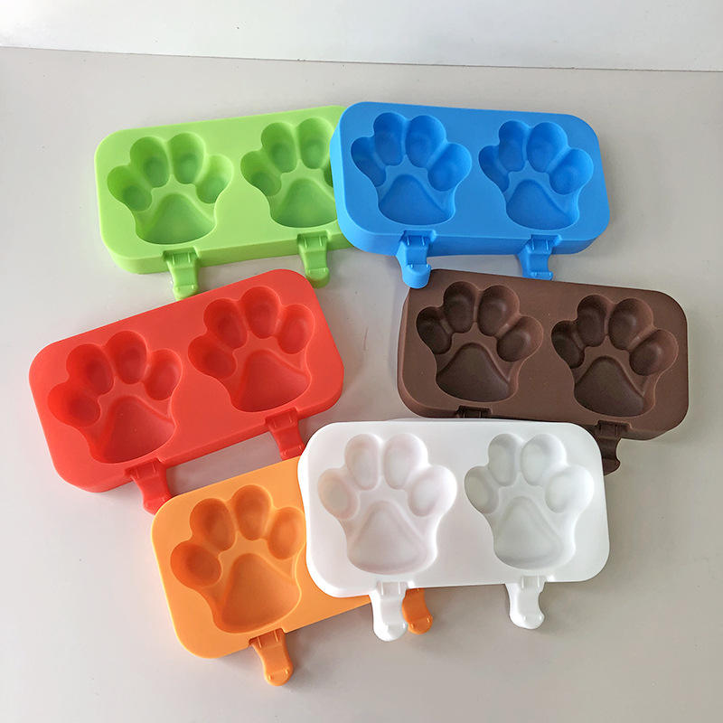 Silikona saldējuma veidne Cat Paw Print Ledus kubiņu paplāte popsicle barrel Diy Form Deserta saldējuma veidne ar popsicle stick